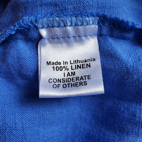 FLAX Blue Linen Capri Pants Wide Leg Boho Lagenlook - Picture 5 of 5